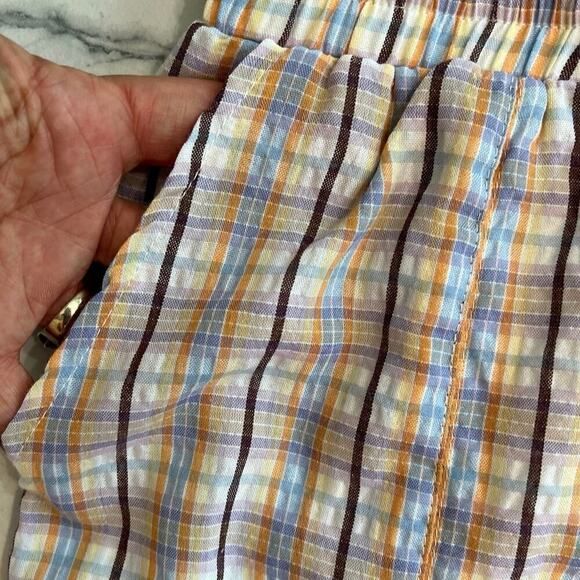 Papermoon 100% cotton plaid chopped hem drawstring shorts, gauze liner Size M - Picture 10 of 12